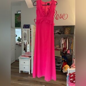 Nanette lepore hot pink silk maxi dress